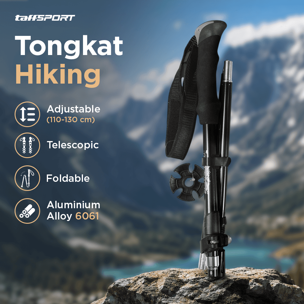 Tongkat Hiking Lipat Trekking Pole Aluminium Alloy 130cm