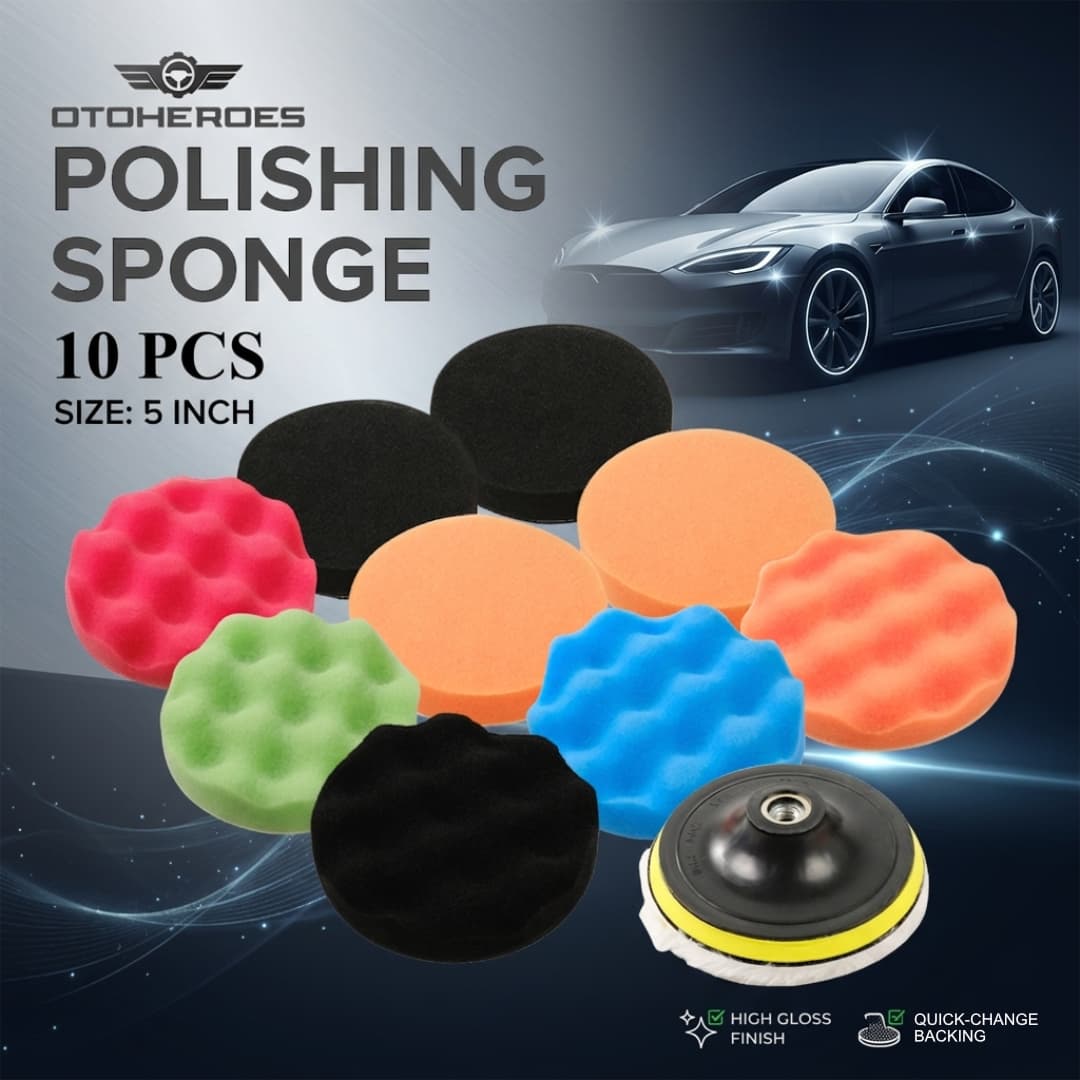 Poles Mobil Sponge Polishing Set Car Buffing Pad 5Inch 10PCS