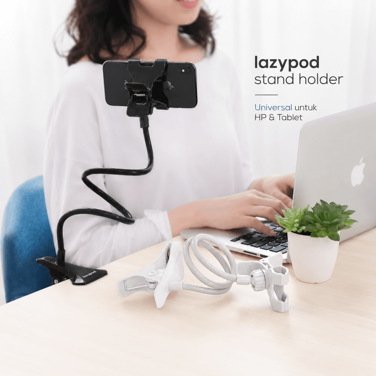 Lazypod Stand Holder Clamp Universal Smartphone Tablet Monopod 57cm