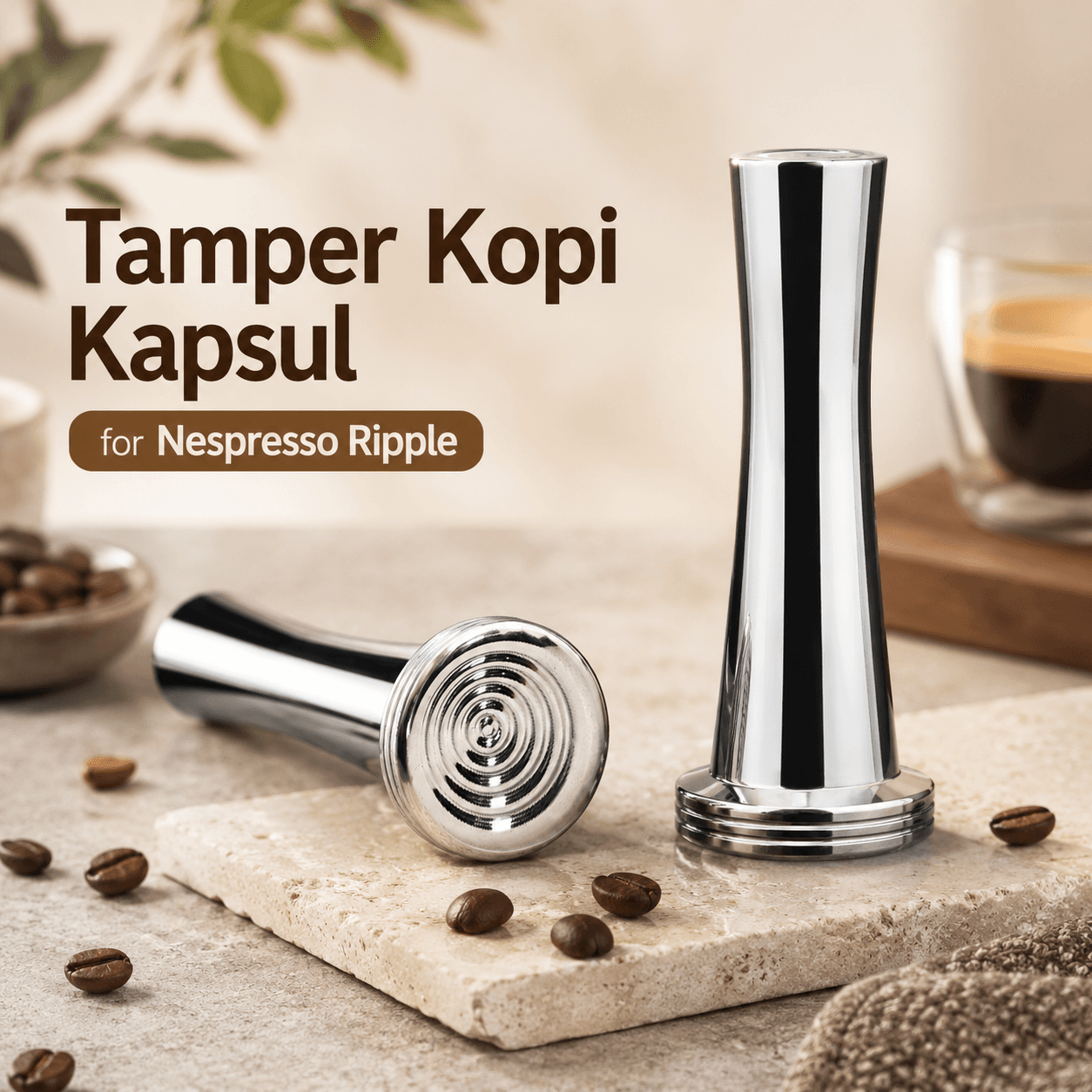 Tamper Kopi Kapsul Nespresso Ripple Flat Stainless Steel 25mm