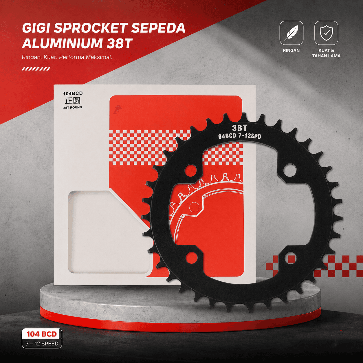 Gigi Sprocket Sepeda Chainring Aluminium Round - MOTSUV Gigi Sprocket Sepeda Chainring Aluminium Round - 104BCD SE8FBK_38T_HITAM Gigi Sprocket Sepeda Chainring Aluminium Round - MOTSUV Gigi Sprocket Sepeda Chainring Aluminium Round - 104BCD SE8FBK_38T_HITAM