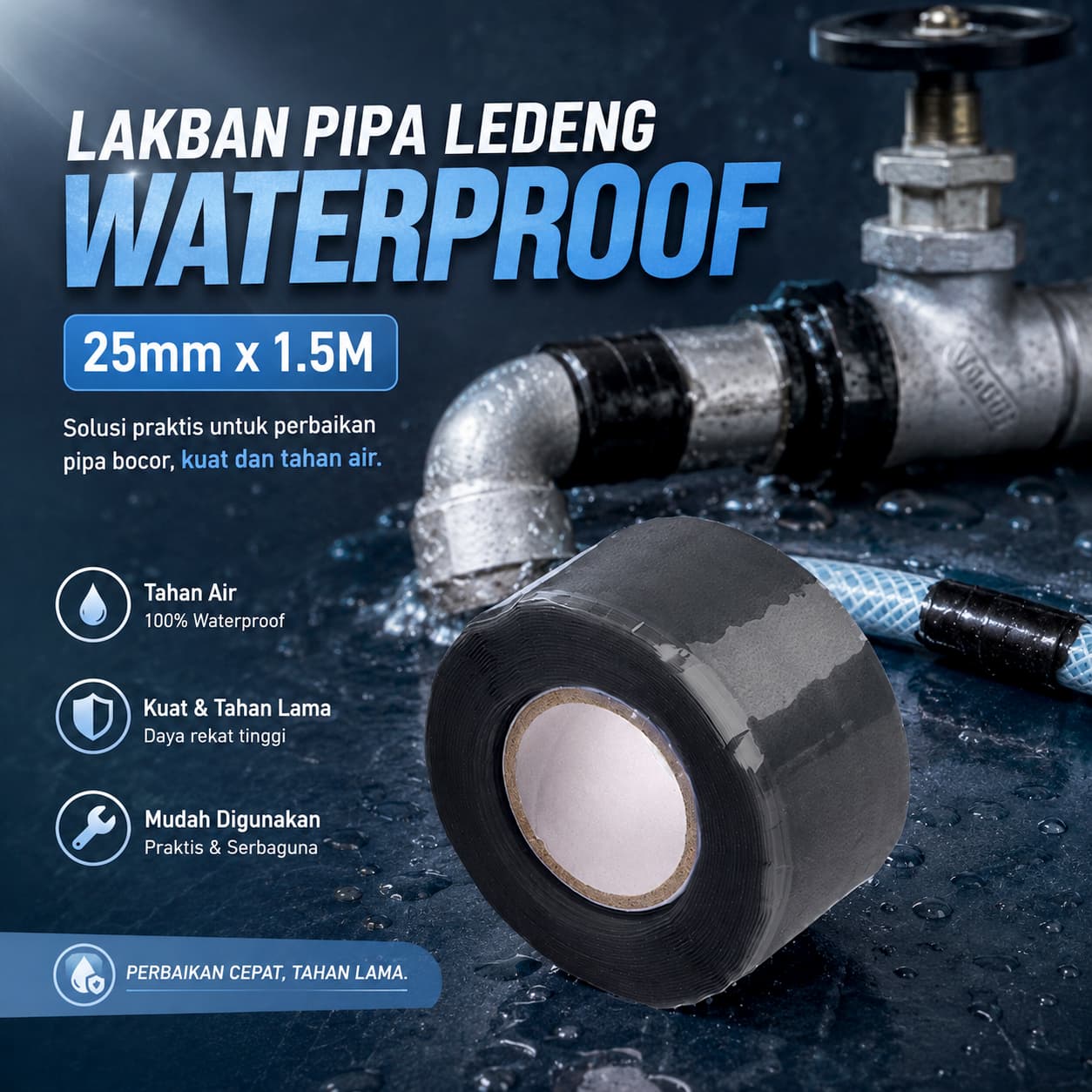 Lakban Isolasi Pipa Ledeng Tahan Air 25mm 1.5M