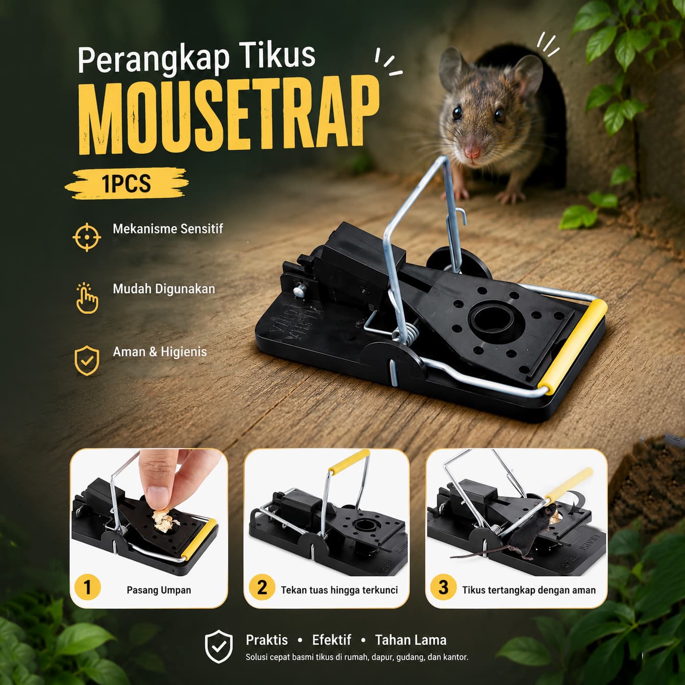 Jebakan Tikus Perangkap Jepitan Highly Sensitive Mousetrap - BAIT Jebakan Perangkap Tikus Jepitan Highly Sensitive Mousetrap 1 PCS - B-11 HTH8BK_HITAM Jebakan Tikus Perangkap Jepitan Highly Sensitive Mousetrap - BAIT Jebakan Perangkap Tikus Jepitan Highly Sensitive Mousetrap 1 PCS - B-11 HTH8BK_HITAM