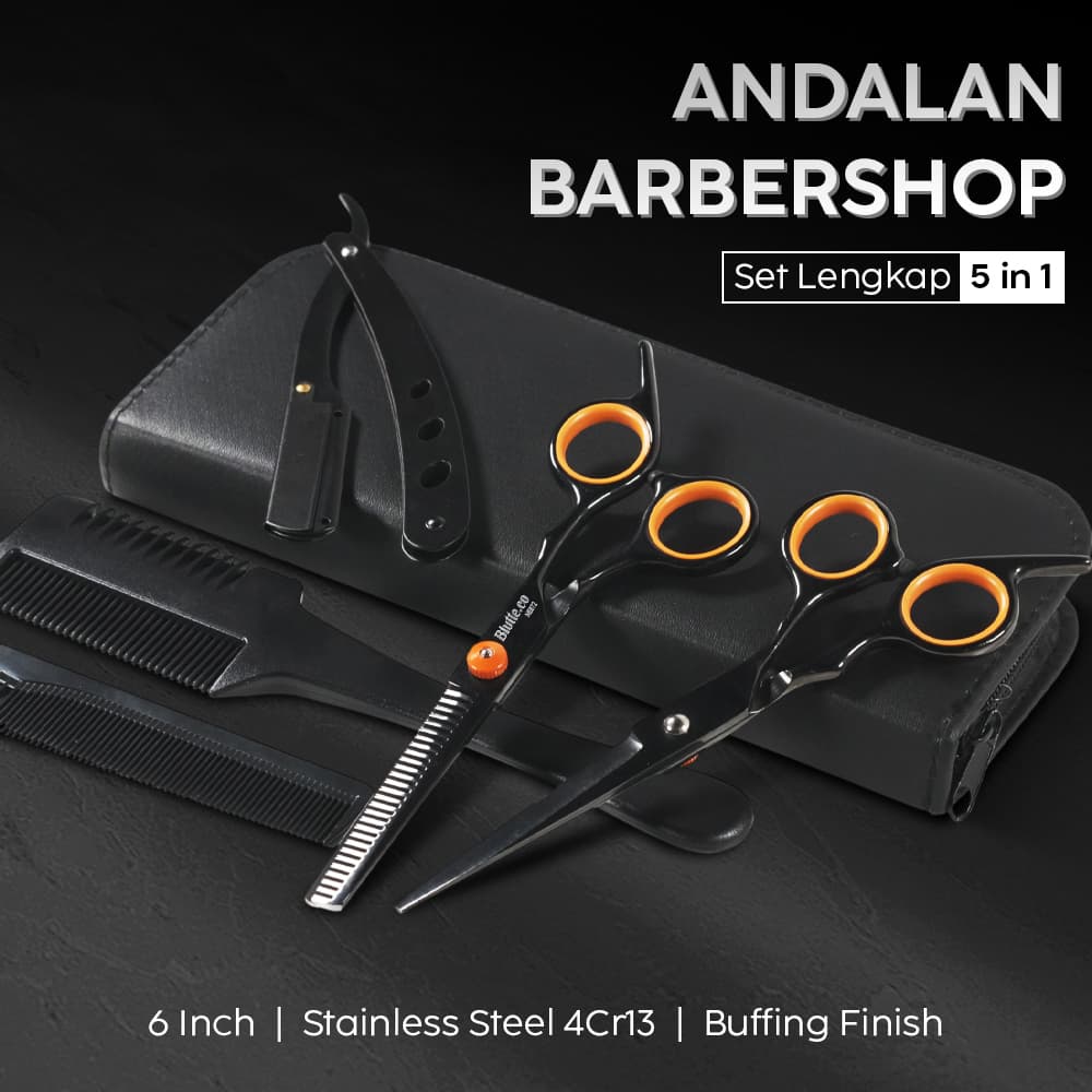Set Gunting Rambut 5in1 Buffing Stainless Steel 4Cr13