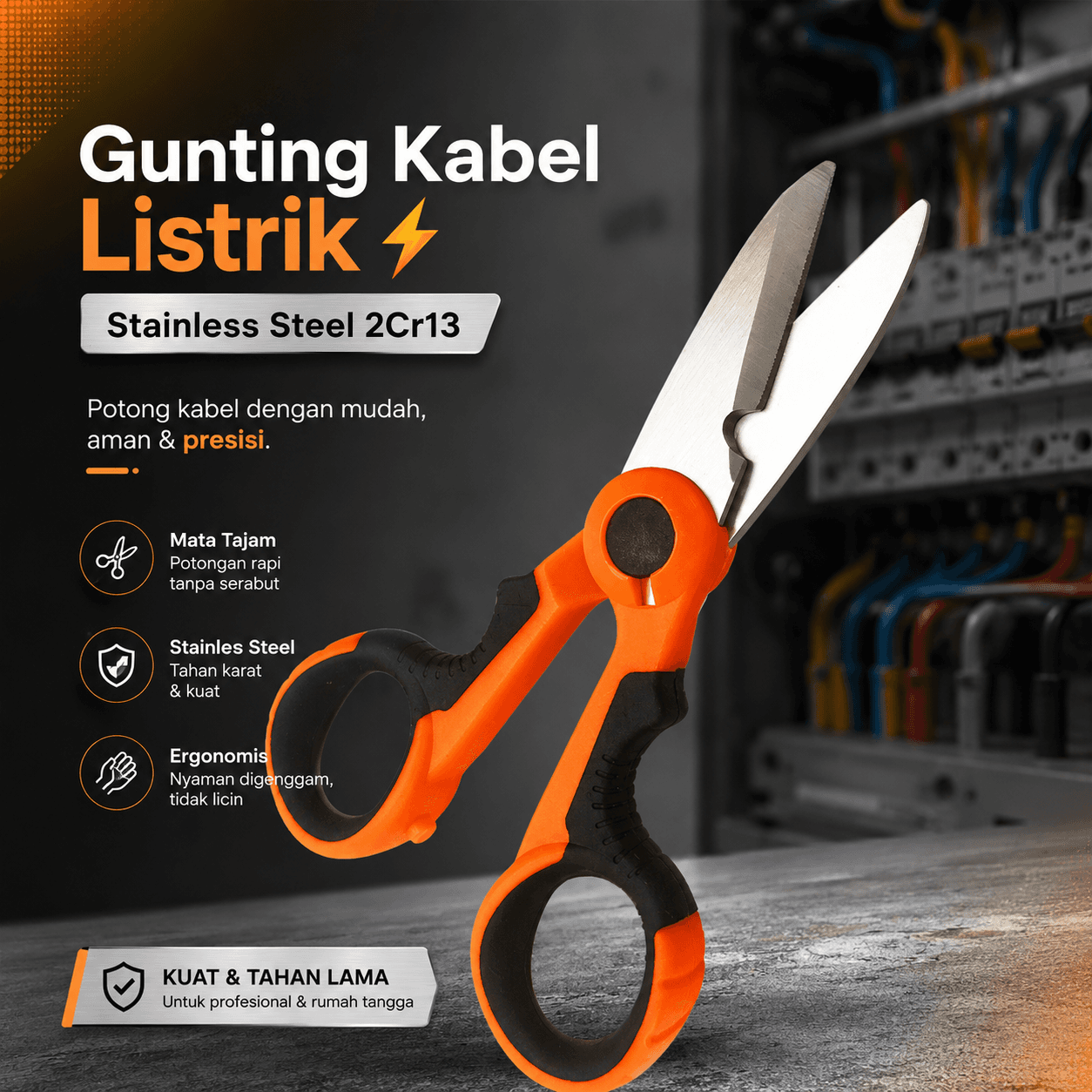 Gunting Kabel Listrik Multifungsi Anti Slip Stainless Steel