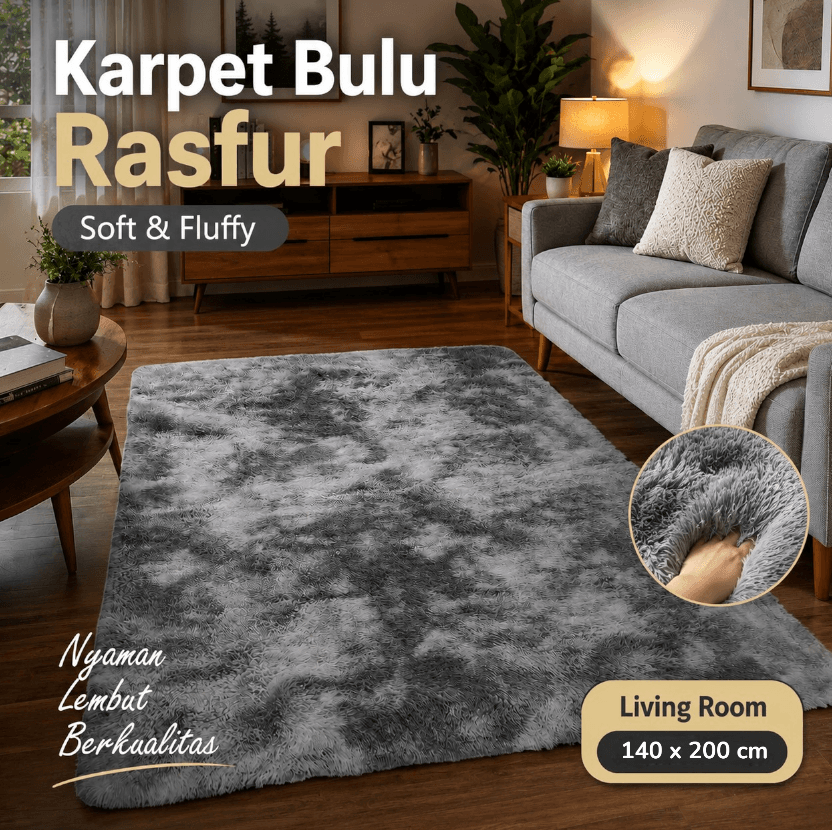 Karpet Bulu Rasfur Soft Fluffy Living Room Rug 140x190cm - Dresshomee Karpet Bulu Rasfur Soft Fluffy Living Room Rug 140x200cm - DE2004 HK3YGY_GRAY Karpet Bulu Rasfur Soft Fluffy Living Room Rug 140x190cm - Dresshomee Karpet Bulu Rasfur Soft Fluffy Living Room Rug 140x200cm - DE2004 HK3YGY_GRAY