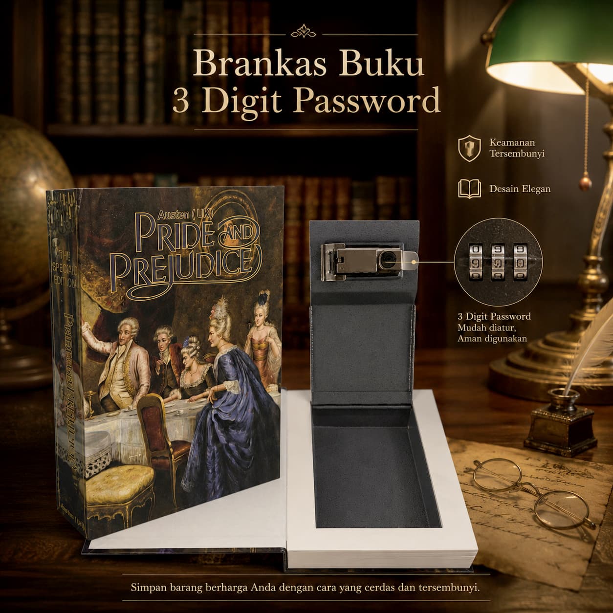 Brankas Buku 3 Digit Password Hidden Safe Box Metal - ELESABOX Brankas Buku Kamus Password Anti Maling Hidden Safe Box - KB-22P THSRMC_PRIDE_AND_PREJUDICE_MULTI_WARNA Brankas Buku 3 Digit Password Hidden Safe Box Metal - ELESABOX Brankas Buku Kamus Password Anti Maling Hidden Safe Box - KB-22P THSRMC_PRIDE_AND_PREJUDICE_MULTI_WARNA