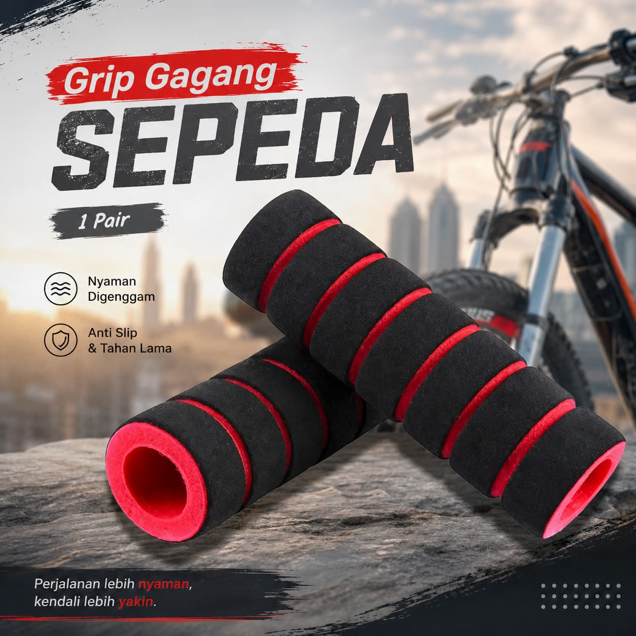 Grip Gagang Sepeda Bike Handlebar Spons Grip 1 Pair