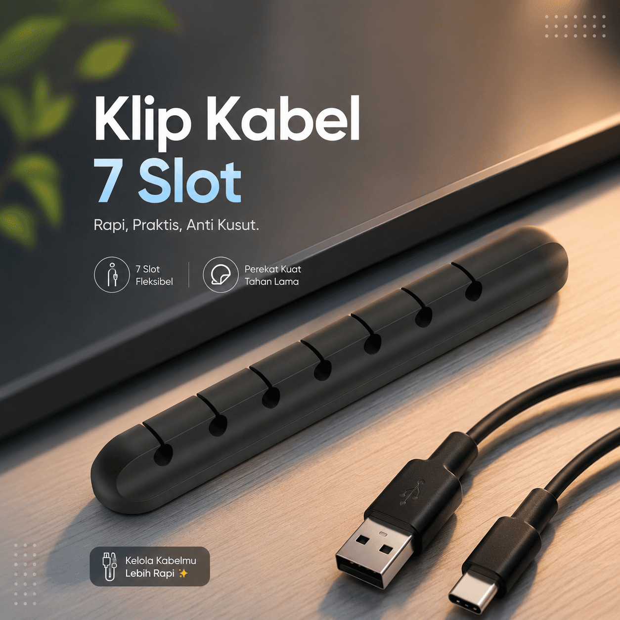 Klip Kabel Adhesive Organizer Silicone Cable Clip
