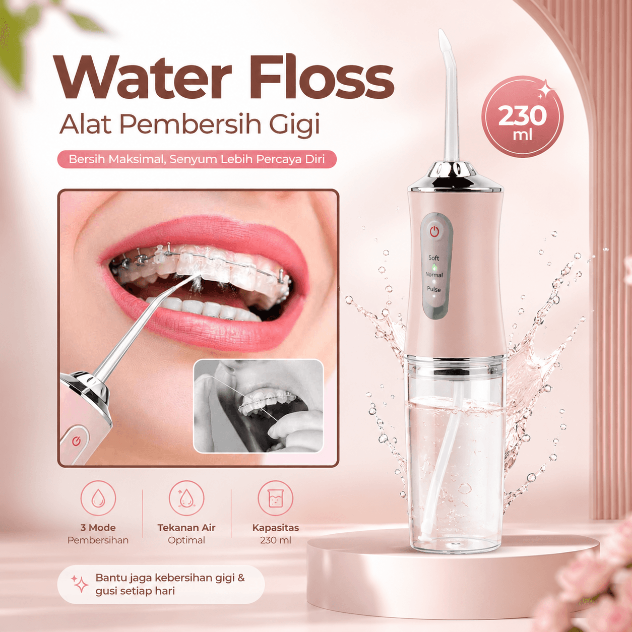 Alat Pembersih Gigi Oral Irrigator Water Pulse Dental Floss - Hailicare Alat Pembersih Gigi Oral Irrigator Water Pulse Dental Floss - KRD-1948 HAP1PN_PINK Alat Pembersih Gigi Oral Irrigator Water Pulse Dental Floss - Hailicare Alat Pembersih Gigi Oral Irrigator Water Pulse Dental Floss - KRD-1948 HAP1PN_PINK