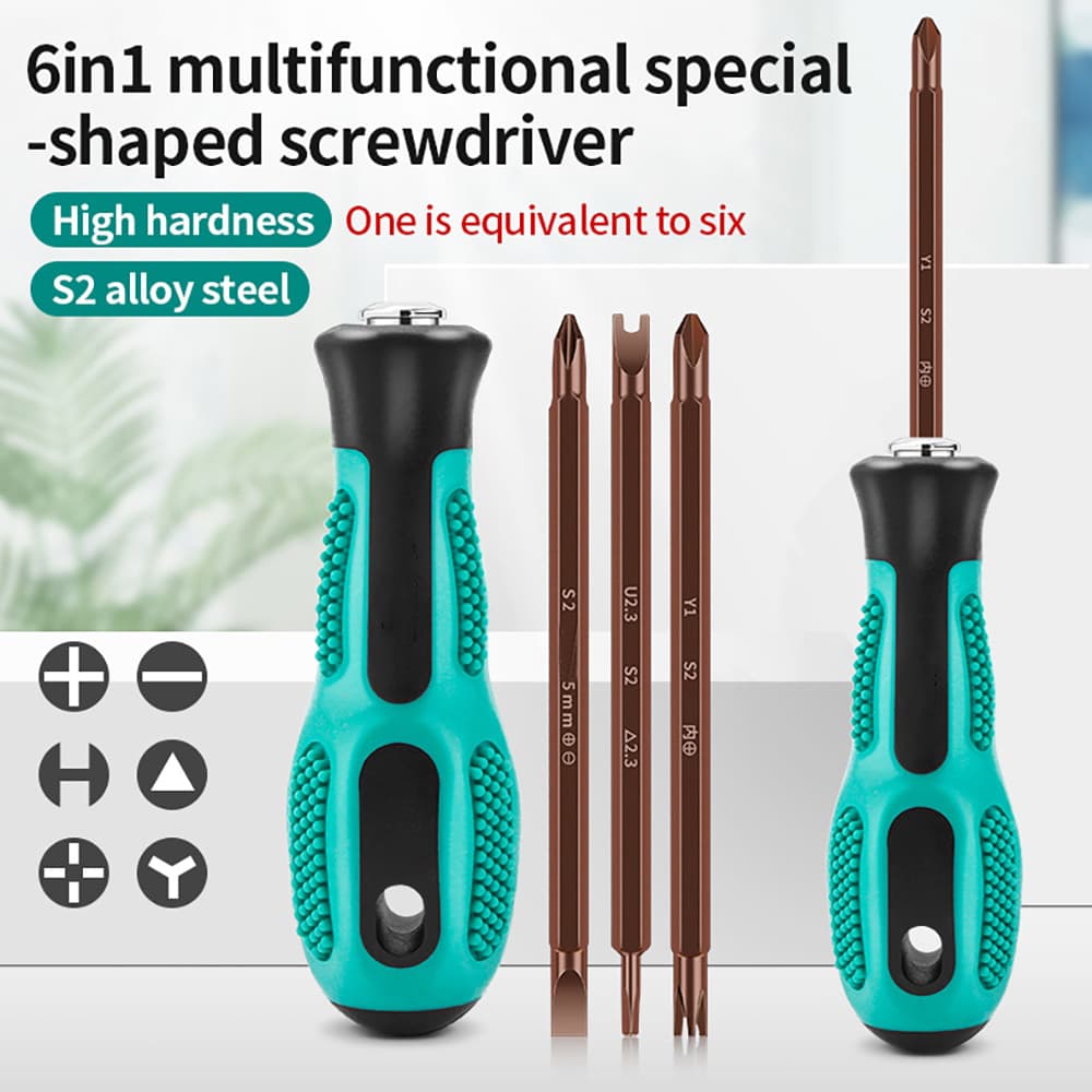 Set Obeng 6in1 Magnetic Bits Screwdriver High Hardness