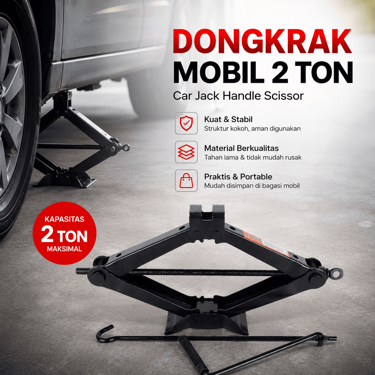 Dongkrak Mobil Manual Model Jembatan Car Jack Handle Scissor