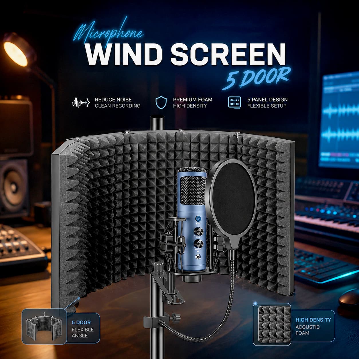 Microphone Wind Screen Noise Reduction Insulation 5-Door - Cardioid Microphone Wind Screen Noise Reduction Insulation 5-Door - BY-RF5P HA8PBK_HITAM Microphone Wind Screen Noise Reduction Insulation 5-Door - Cardioid Microphone Wind Screen Noise Reduction Insulation 5-Door - BY-RF5P HA8PBK_HITAM