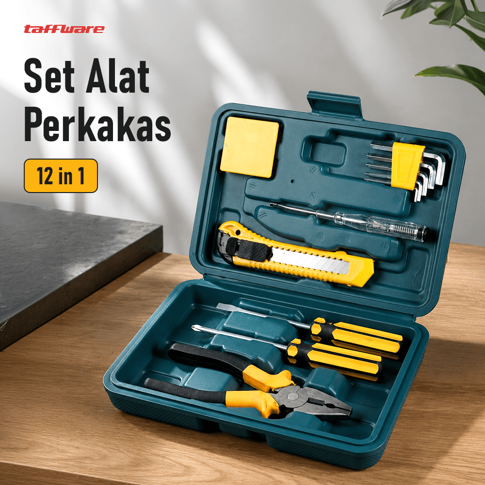 Perlengkapan Set Reparasi Obeng Cutter Kunci L Tang 12in1