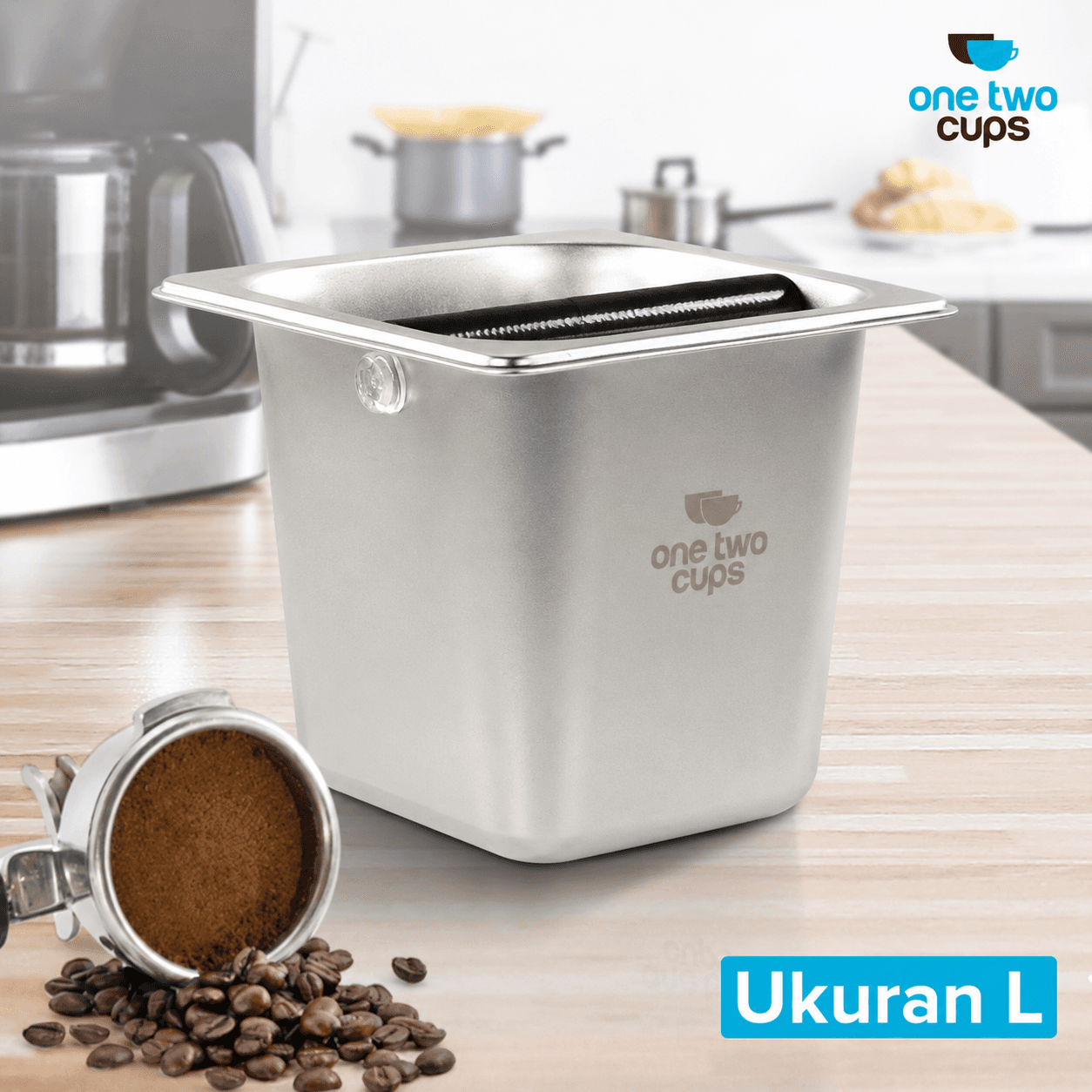 Tempat Ampas Kopi Wadah Bubuk Espresso Knock Box Container - One Two Cups Wadah Ampas Kopi Espresso Knock Box Container - KB3 HXCBSV_L_SILVER Tempat Ampas Kopi Wadah Bubuk Espresso Knock Box Container - One Two Cups Wadah Ampas Kopi Espresso Knock Box Container - KB3 HXCBSV_L_SILVER