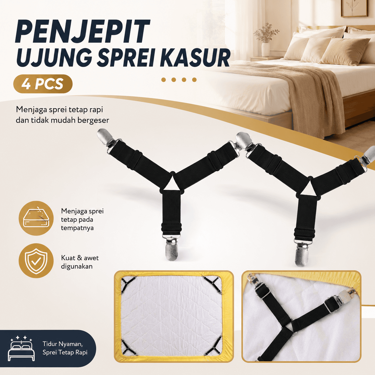 GCDHome Penjepit Ujung Sprei Kasur Bed Sheet Clip Holder 4 PCS - GCDHome Penjepit Ujung Sprei Kasur Bed Sheet Clip Holder 4 PCS - FS-1809 HX1EBK_HITAM GCDHome Penjepit Ujung Sprei Kasur Bed Sheet Clip Holder 4 PCS - GCDHome Penjepit Ujung Sprei Kasur Bed Sheet Clip Holder 4 PCS - FS-1809 HX1EBK_HITAM
