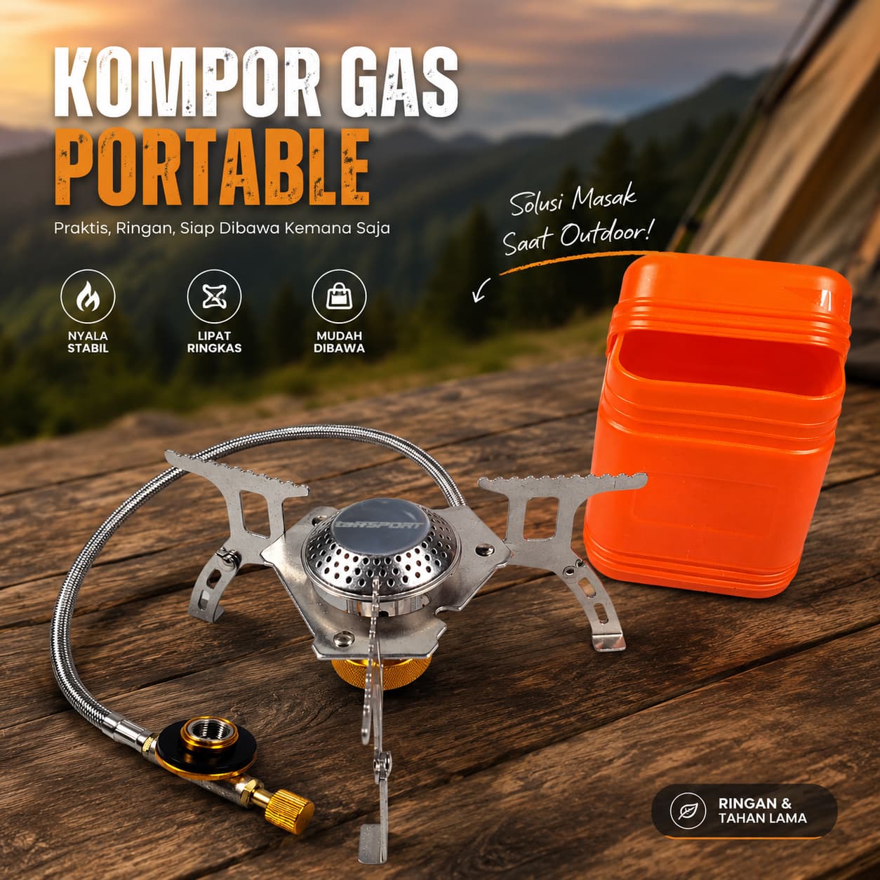 Gas Portable Lipat Outdoor Ultralight Camping Stove - TaffSPORT Kompor Gas Portable Lipat Outdoor 1 Burner Camping Stove - AT6303 SE01XX_SILVER Gas Portable Lipat Outdoor Ultralight Camping Stove - TaffSPORT Kompor Gas Portable Lipat Outdoor 1 Burner Camping Stove - AT6303 SE01XX_SILVER