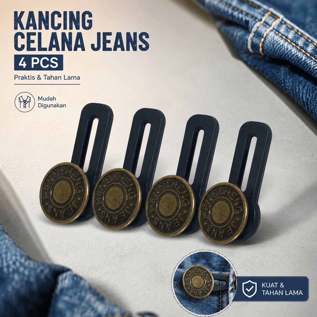 Kancing Celana Jeans Disassembly Retractable Waist Button 4 PCS - HENGSHENG Kancing Celana Jeans Disassembly Retractable Button 4 PCS - KA20 HA5VBK_HITAM Kancing Celana Jeans Disassembly Retractable Waist Button 4 PCS - HENGSHENG Kancing Celana Jeans Disassembly Retractable Button 4 PCS - KA20 HA5VBK_HITAM
