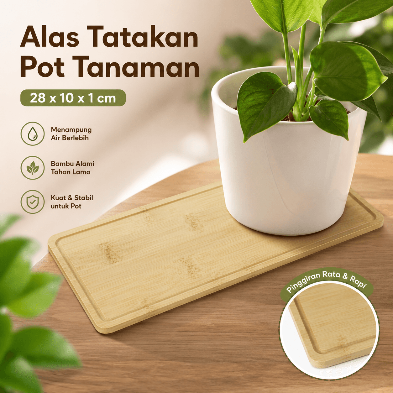 Alas Tatakan Pot Tanaman Succulent Flowerpot Bamboo Tray Rectangular - Alas Tatakan Pot Tanaman Succulent Flowerpot Bamboo Tray Rectangular - E28 HXGDWD_WOODEN Alas Tatakan Pot Tanaman Succulent Flowerpot Bamboo Tray Rectangular - Alas Tatakan Pot Tanaman Succulent Flowerpot Bamboo Tray Rectangular - E28 HXGDWD_WOODEN