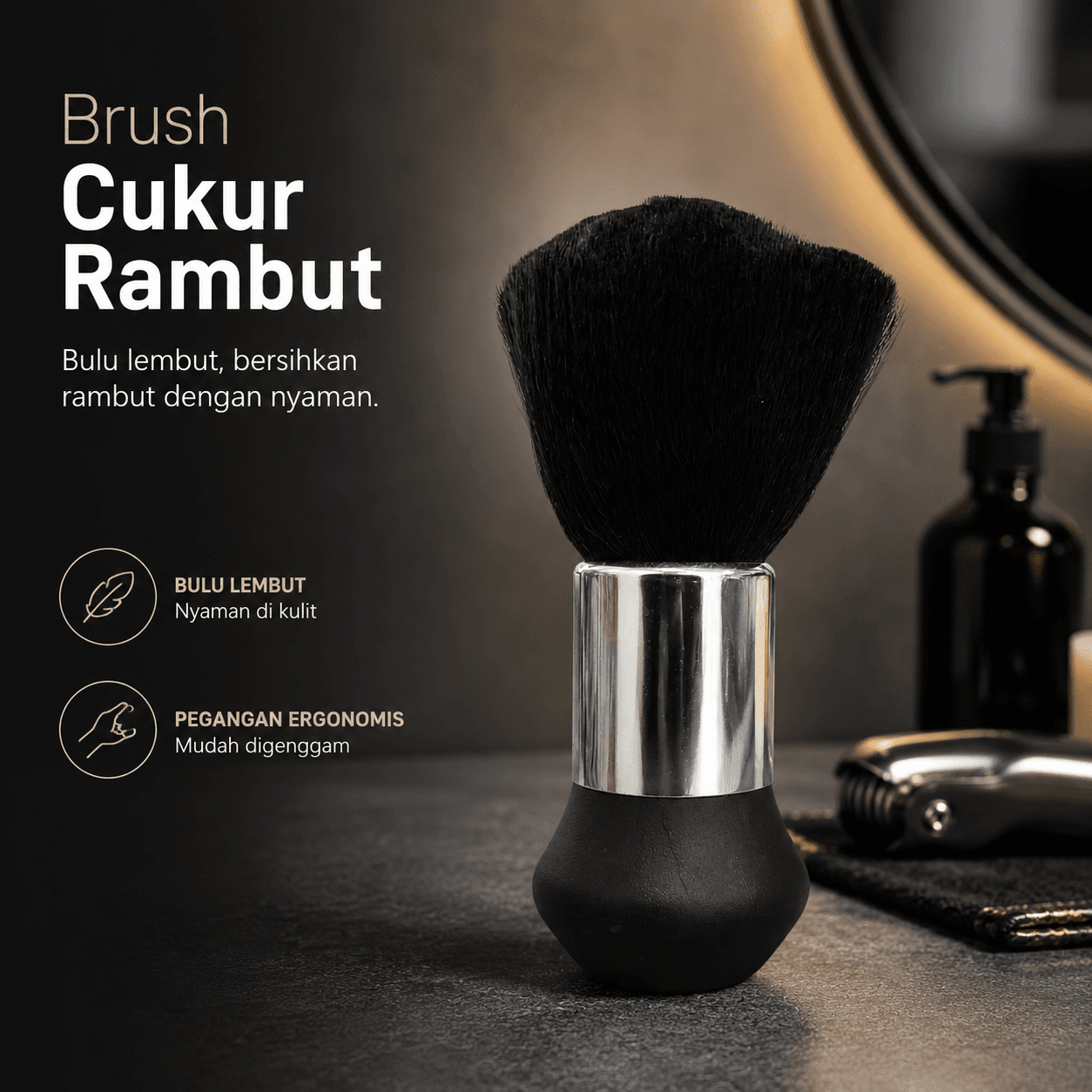 Sikat Rambut Salon Barber Pembersih Sisa Potongan - GENTLE Sikat Brush Cukur Rambut Bulu Halus Sweeping Hair Cleaning - G14 HAA4BK_HITAM Sikat Rambut Salon Barber Pembersih Sisa Potongan - GENTLE Sikat Brush Cukur Rambut Bulu Halus Sweeping Hair Cleaning - G14 HAA4BK_HITAM