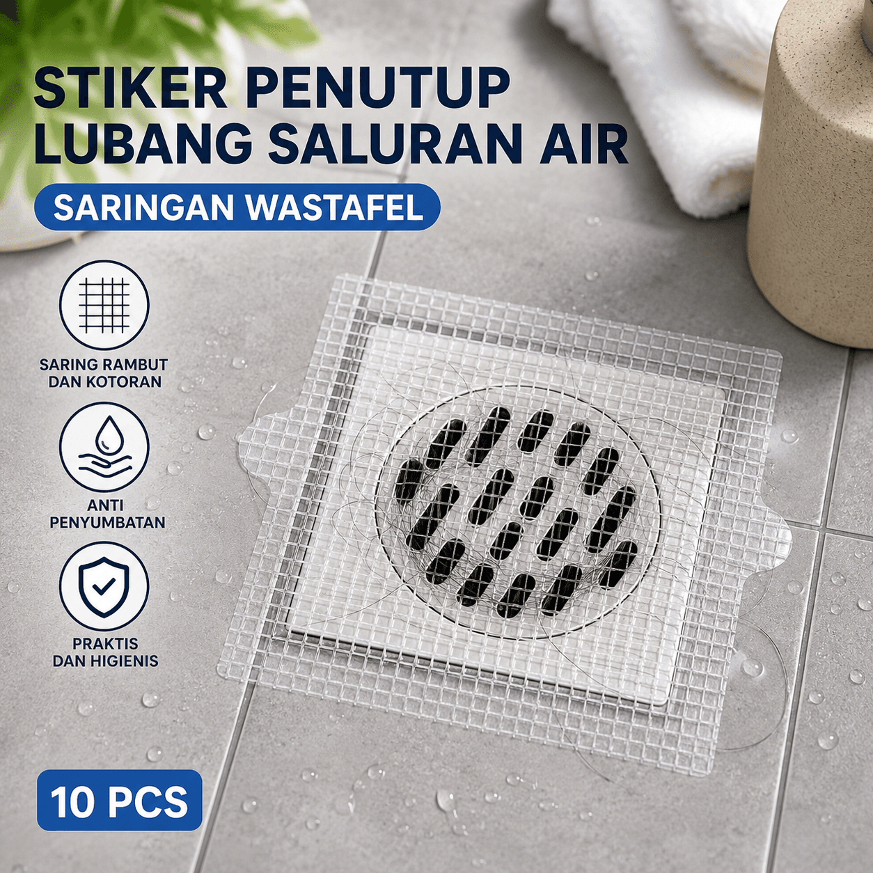 Stiker Penutup Lubang Saluran Air Saringan Wastafel 10 PCS