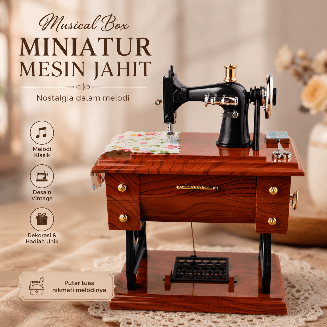 Musical Box Kotak Musik Bentuk Miniatur Mesin Jahit - SARTORIUS Musical Box Kotak Musik Bentuk Miniatur Mesin Jahit - YL1010 THN1BR_COKLAT Musical Box Kotak Musik Bentuk Miniatur Mesin Jahit - SARTORIUS Musical Box Kotak Musik Bentuk Miniatur Mesin Jahit - YL1010 THN1BR_COKLAT