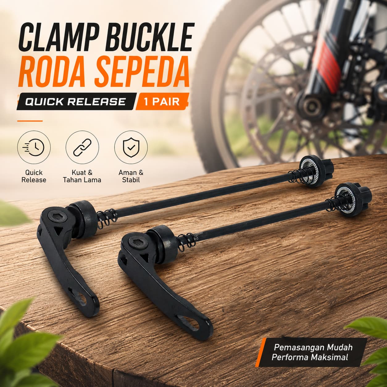 Clamp Buckle Quick Release Shaft Roda Sepeda 1 Pair - ETA BIKE Clamp Buckle Quick Release Shaft Roda Sepeda 1 Pair - HF678 SE01BK_HITAM Clamp Buckle Quick Release Shaft Roda Sepeda 1 Pair - ETA BIKE Clamp Buckle Quick Release Shaft Roda Sepeda 1 Pair - HF678 SE01BK_HITAM