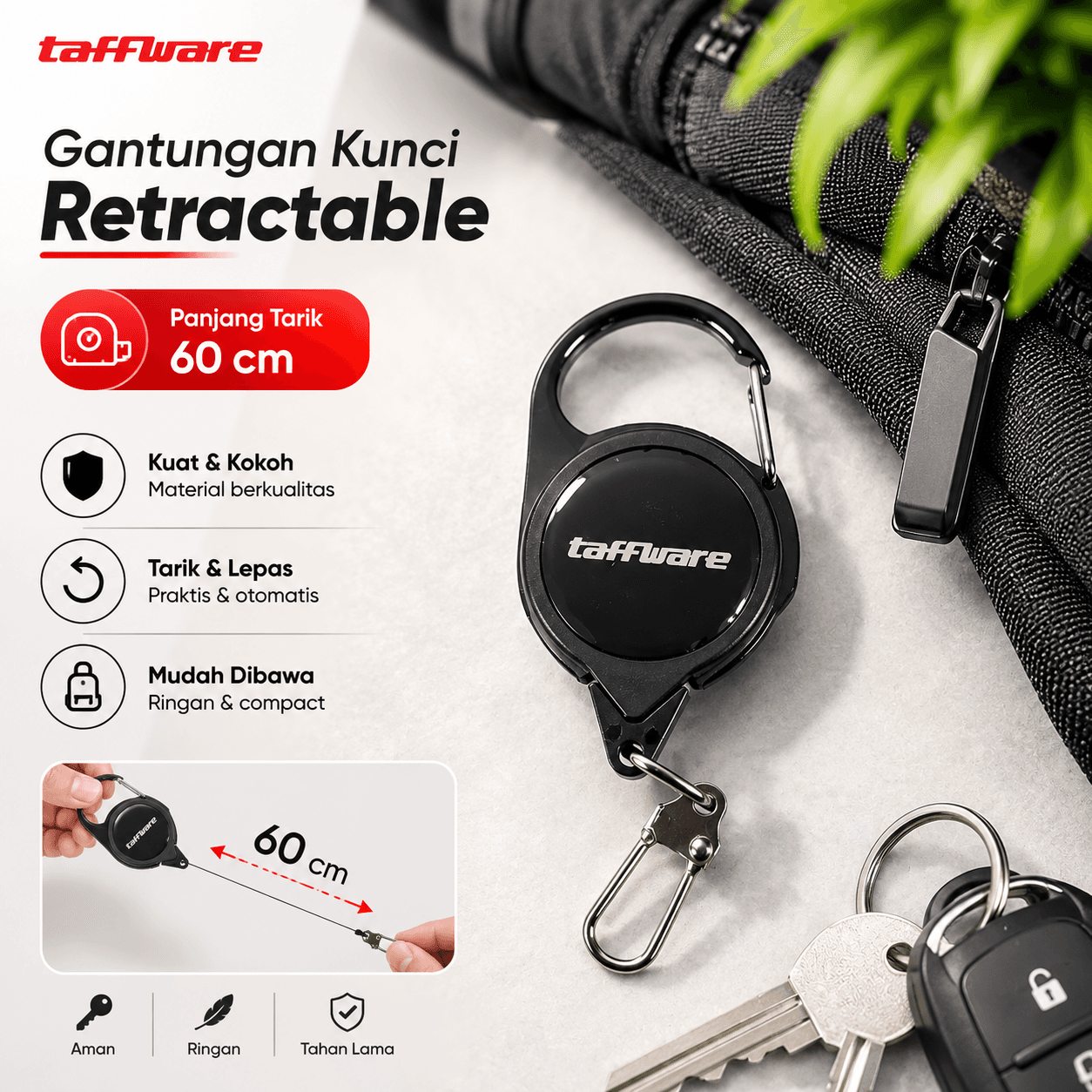 Gantungan Kunci Retractable Carabiner