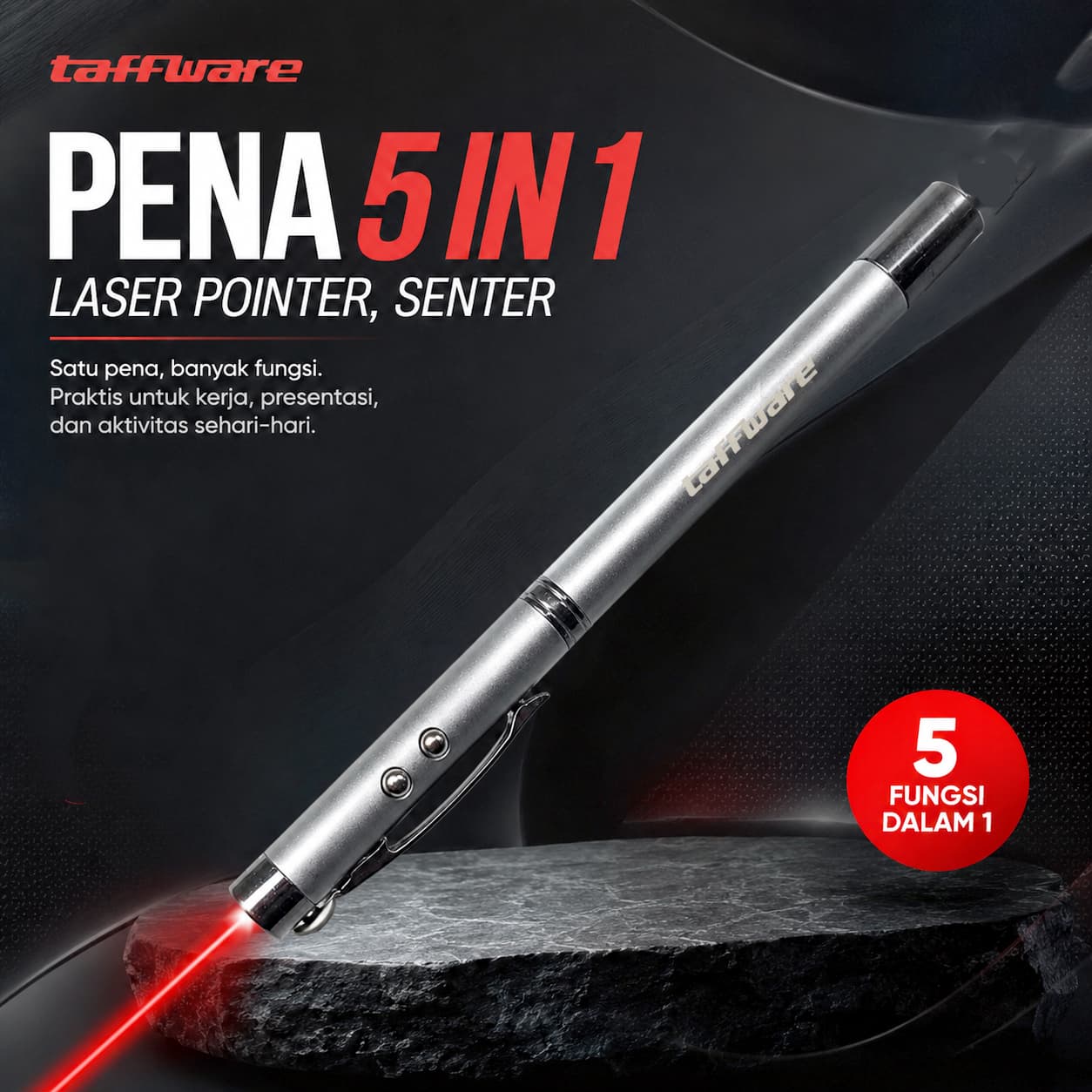 Pena Premium 5 in 1 Laser Pointer - Taffware Pena Premium 5 in 1 Laser Pointer Senter Stik Teleskopik - 5RLS TA1ESV_SILVER Pena Premium 5 in 1 Laser Pointer - Taffware Pena Premium 5 in 1 Laser Pointer Senter Stik Teleskopik - 5RLS TA1ESV_SILVER