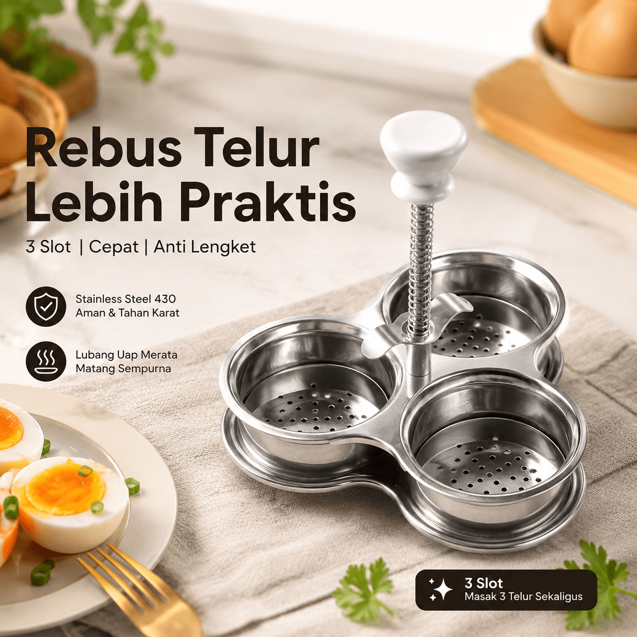Alat Rebus Telur Non-Stick Egg Poacher Perforated Hole - AMMBER Alat Rebus Telur 3 Slot Non-Stick Perforated Hole Egg Poacher - YD16 HAITSV_SILVER Alat Rebus Telur Non-Stick Egg Poacher Perforated Hole - AMMBER Alat Rebus Telur 3 Slot Non-Stick Perforated Hole Egg Poacher - YD16 HAITSV_SILVER