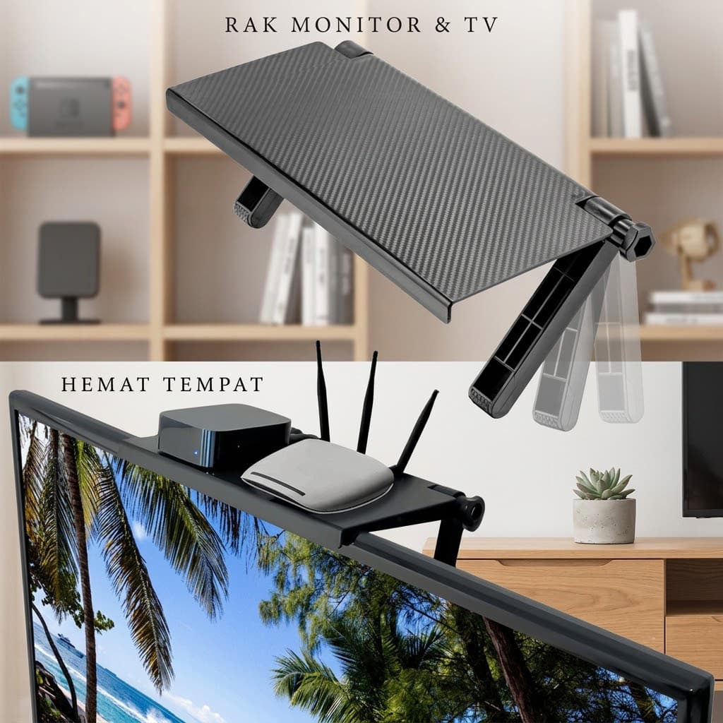 Rak Monitor TV Top Shelf Display Screen Storage Desk Riser