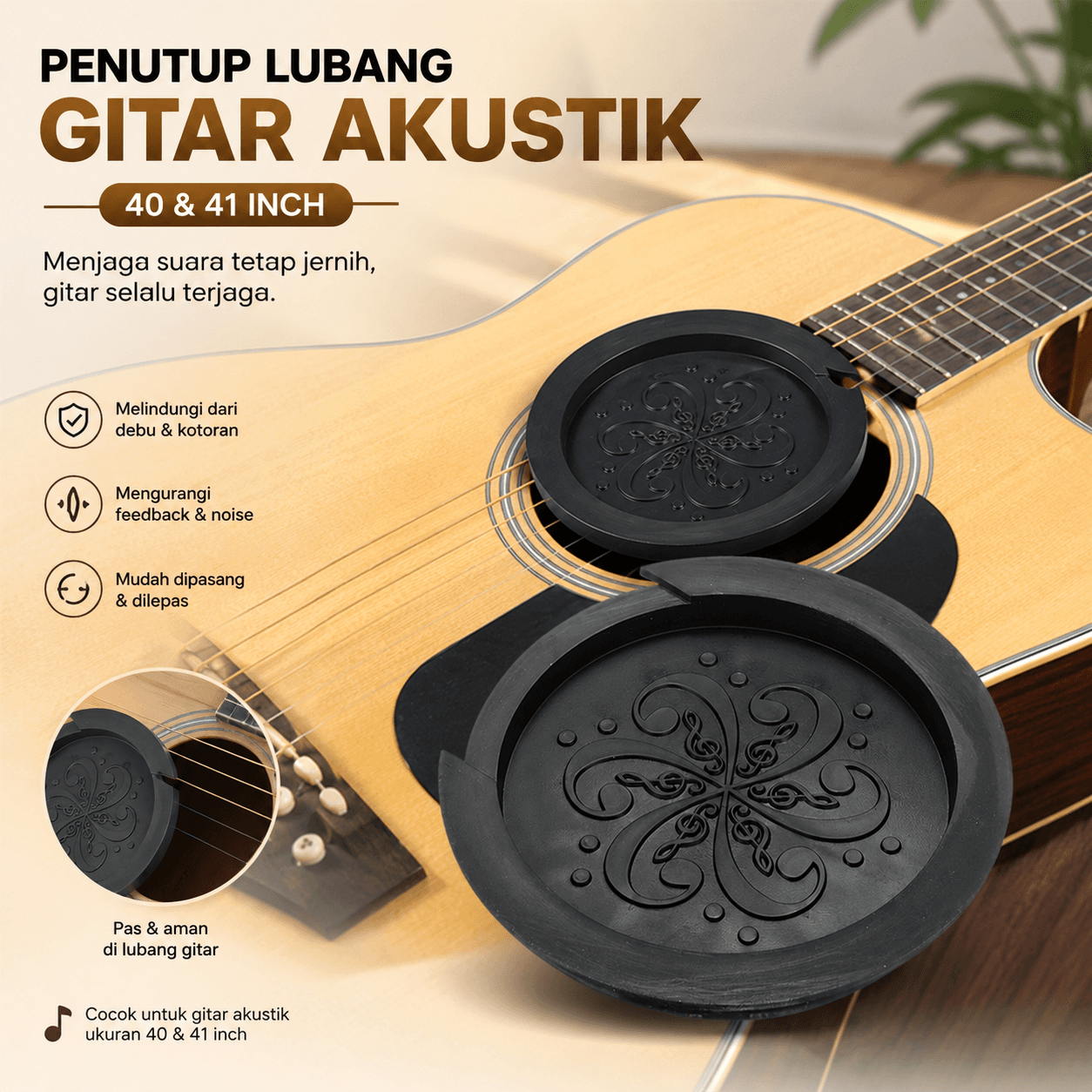 Sound Hole Penutup Lubang Gitar Akustik 40 dan 41 Inch