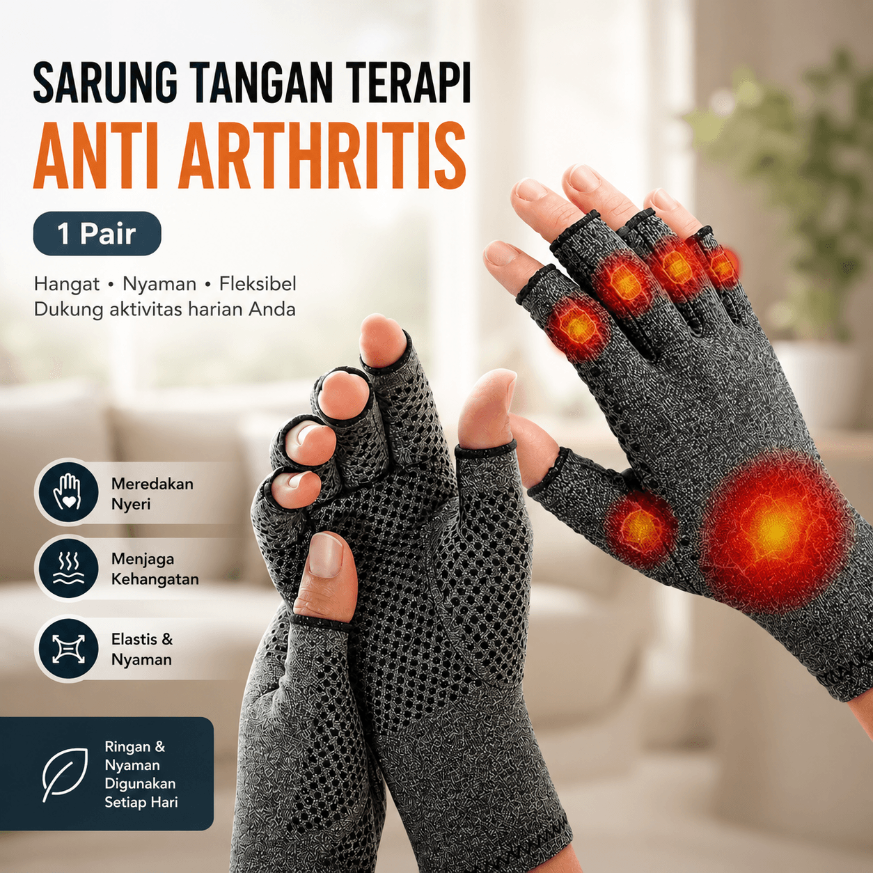 Sarung Tangan Terapi Anti Arthritis Therapy Glove 1 Pair