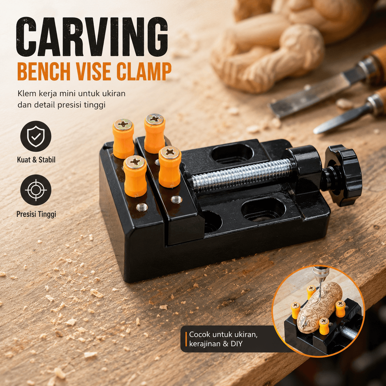 DIY Carving Bench Multipurpose Vise Clamp Tablet Drill Press Sculpture