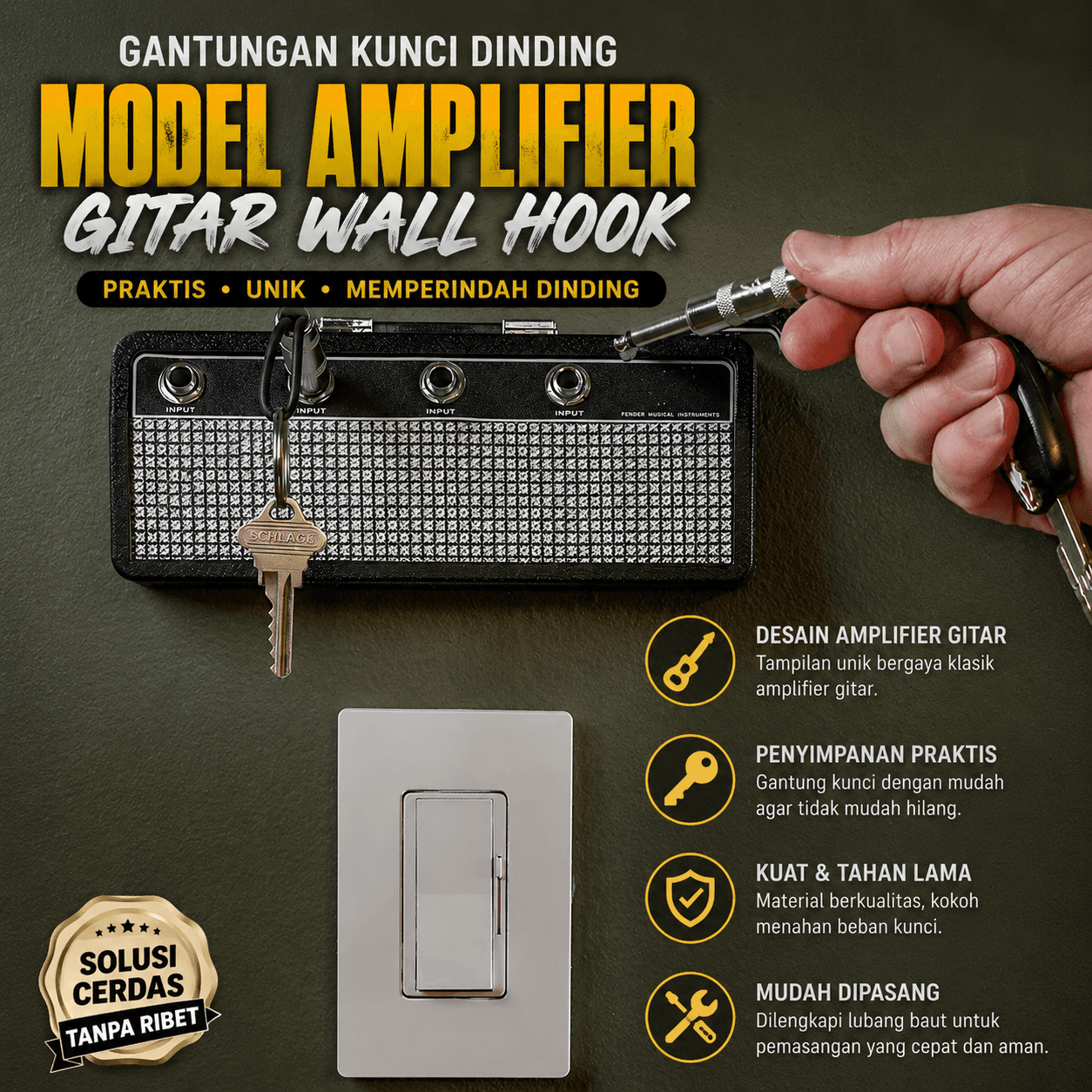 Gantungan Kunci Dinding Model Amplifier Gitar Wall Hook