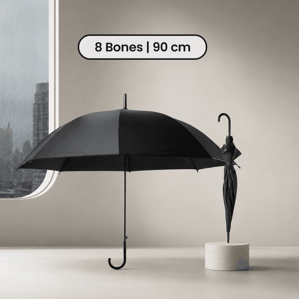 Payung Polos PVC 8 Bone 90cm - Fancytime Payung Polos PVC Minimalist Umbrella 8 Bone 90cm - P075 HARHBK_HITAM Payung Polos PVC 8 Bone 90cm - Fancytime Payung Polos PVC Minimalist Umbrella 8 Bone 90cm - P075 HARHBK_HITAM