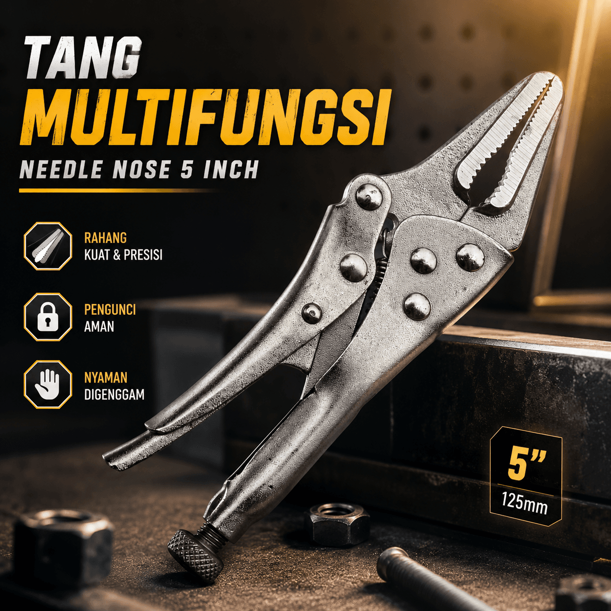 Tang Multifungsi Pliers Manual Mouth C Type Needle Nose 5 Inch
