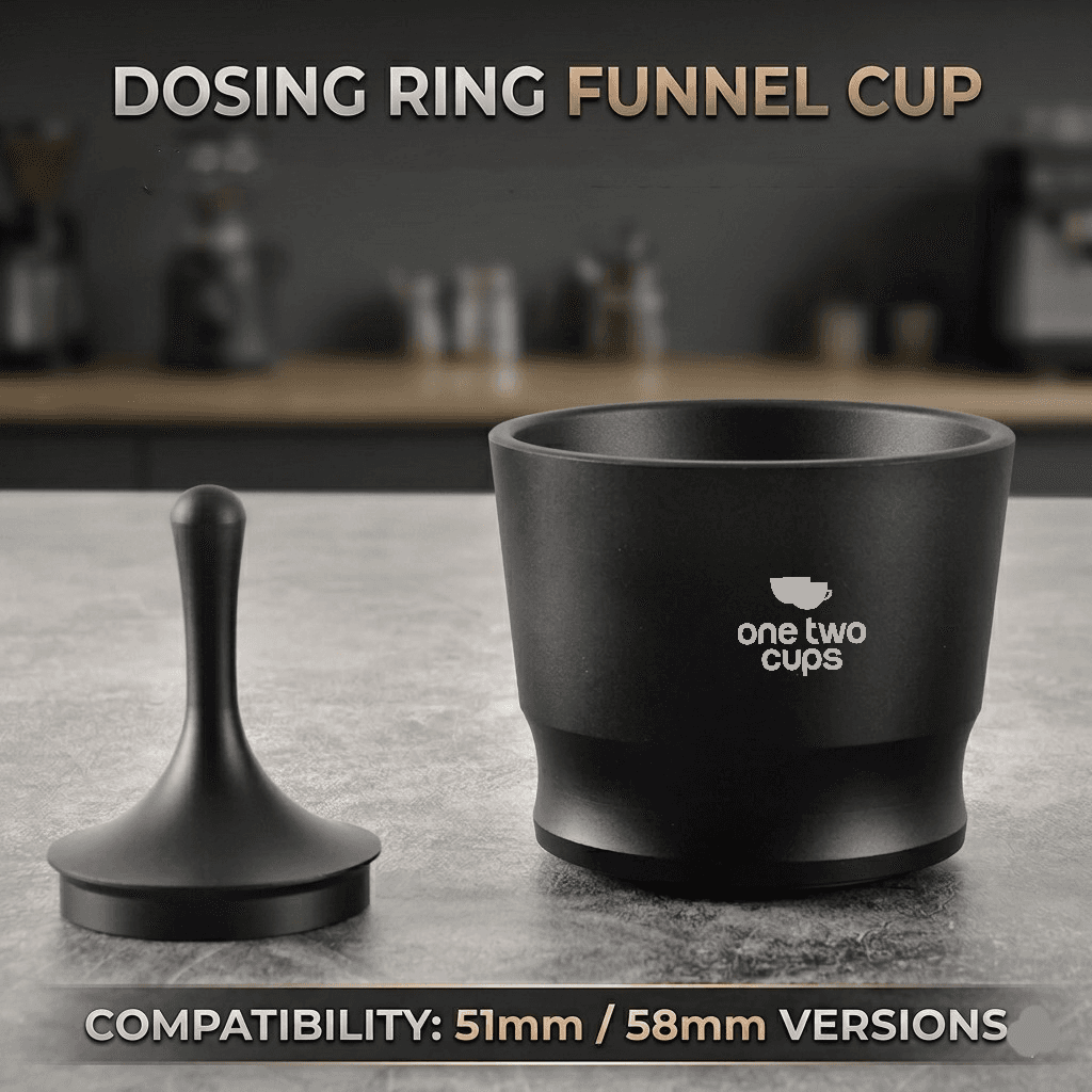 Dosing Ring Funnel Cup Portafilter Espresso Aluminium 51/58mm - One Two Cups Dosing Ring Cup Funnel Portafilter Espresso 51/58mm - BZ58 HT99BK_HITAM Dosing Ring Funnel Cup Portafilter Espresso Aluminium 51/58mm - One Two Cups Dosing Ring Cup Funnel Portafilter Espresso 51/58mm - BZ58 HT99BK_HITAM