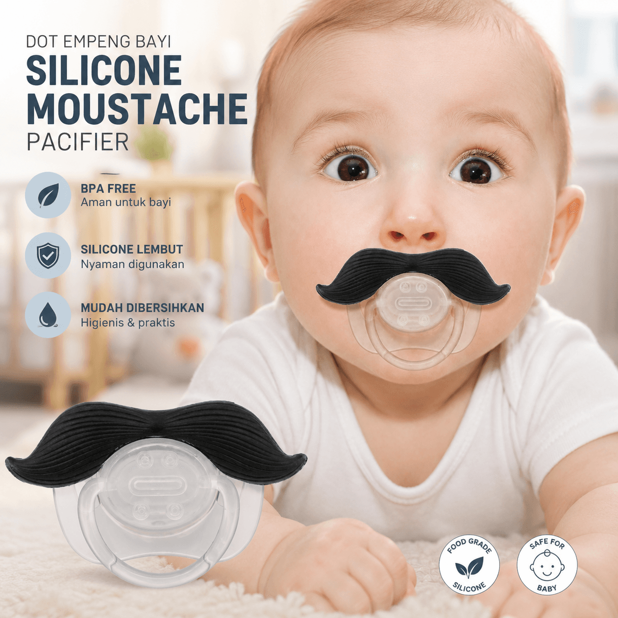Dot Empeng Bayi Silicone Baby Pacifier Moustache