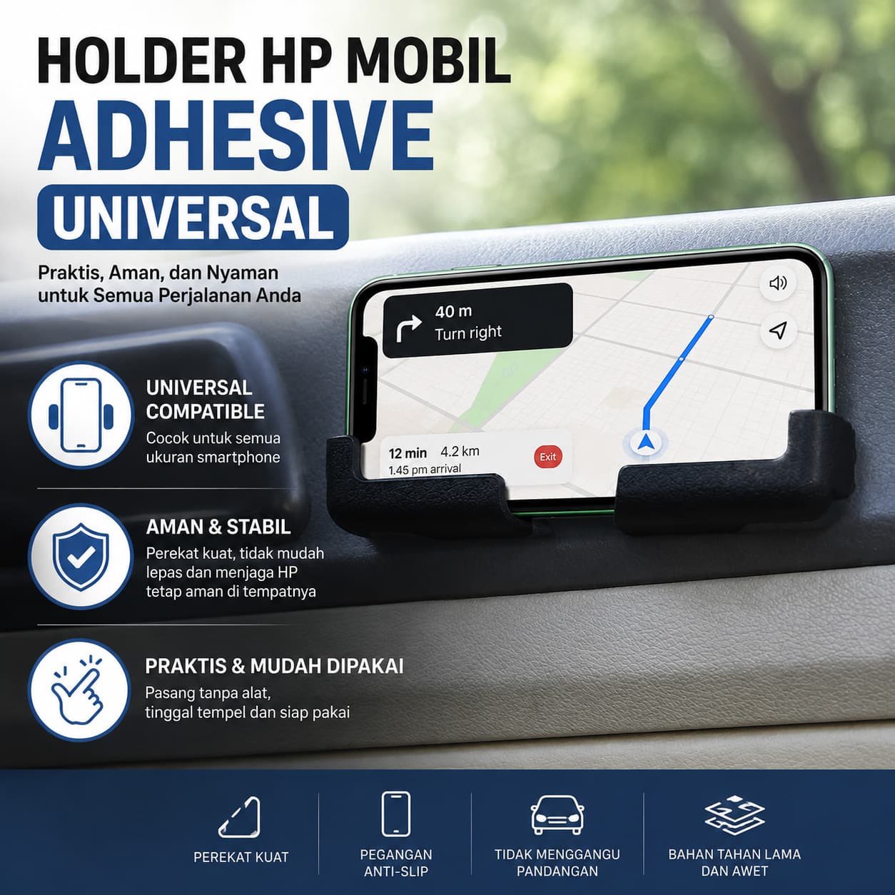 Smartphone Holder Multifungsi Interior Car Phone Mount