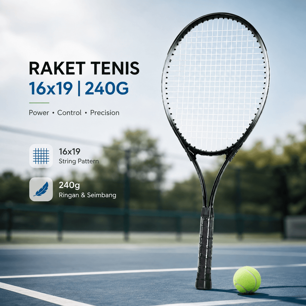 Raket Tenis Carbon Aluminium Alloy 16x19 240g - BO WEIQI Raket Tenis Carbon Aluminium Alloy 16x19 240g - B-24 SEAUBK_HITAM Raket Tenis Carbon Aluminium Alloy 16x19 240g - BO WEIQI Raket Tenis Carbon Aluminium Alloy 16x19 240g - B-24 SEAUBK_HITAM