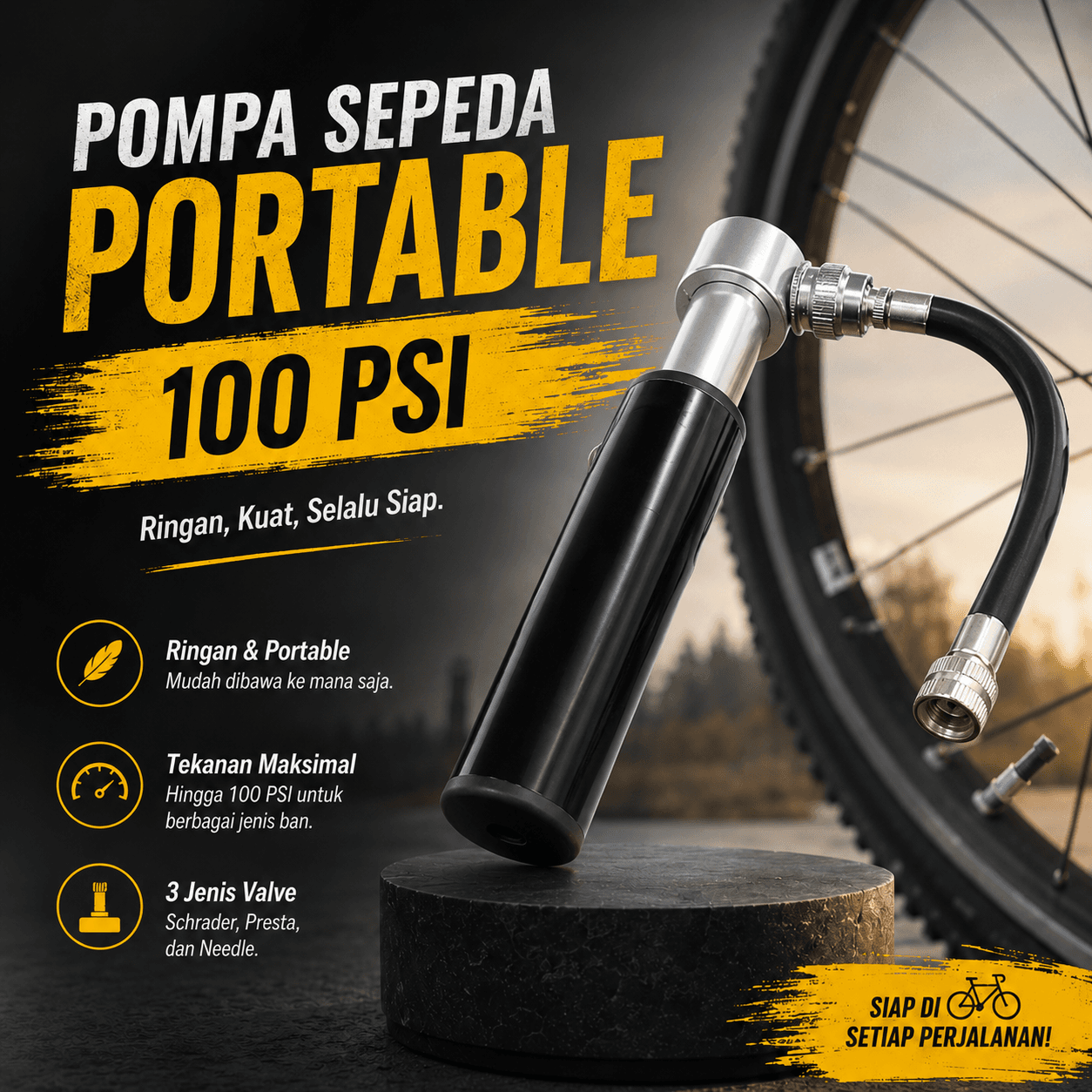 Pompa Angin Mini Ban Sepeda Portable 100 PSI