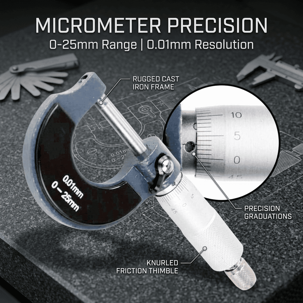 Micrometer Premium Precision Machinist Tool 0-25mm 0.01mm - Mitutoyo Micrometer Premium Precision Machinist Tool 0-25mm 0.01mm - QST008 OT8BSL_SILVER_HITAM Micrometer Premium Precision Machinist Tool 0-25mm 0.01mm - Mitutoyo Micrometer Premium Precision Machinist Tool 0-25mm 0.01mm - QST008 OT8BSL_SILVER_HITAM
