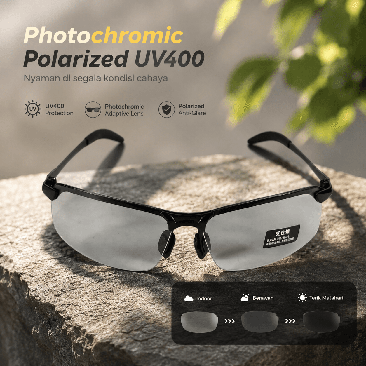 Kacamata Photochromic Polarized Sunglasses UV400