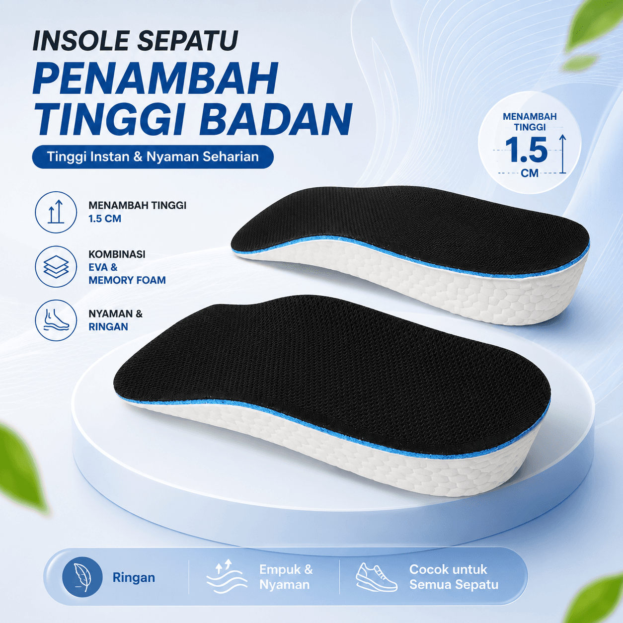 YANG DAO Insole Sepatu Penambah Tinggi EVA Height Booster