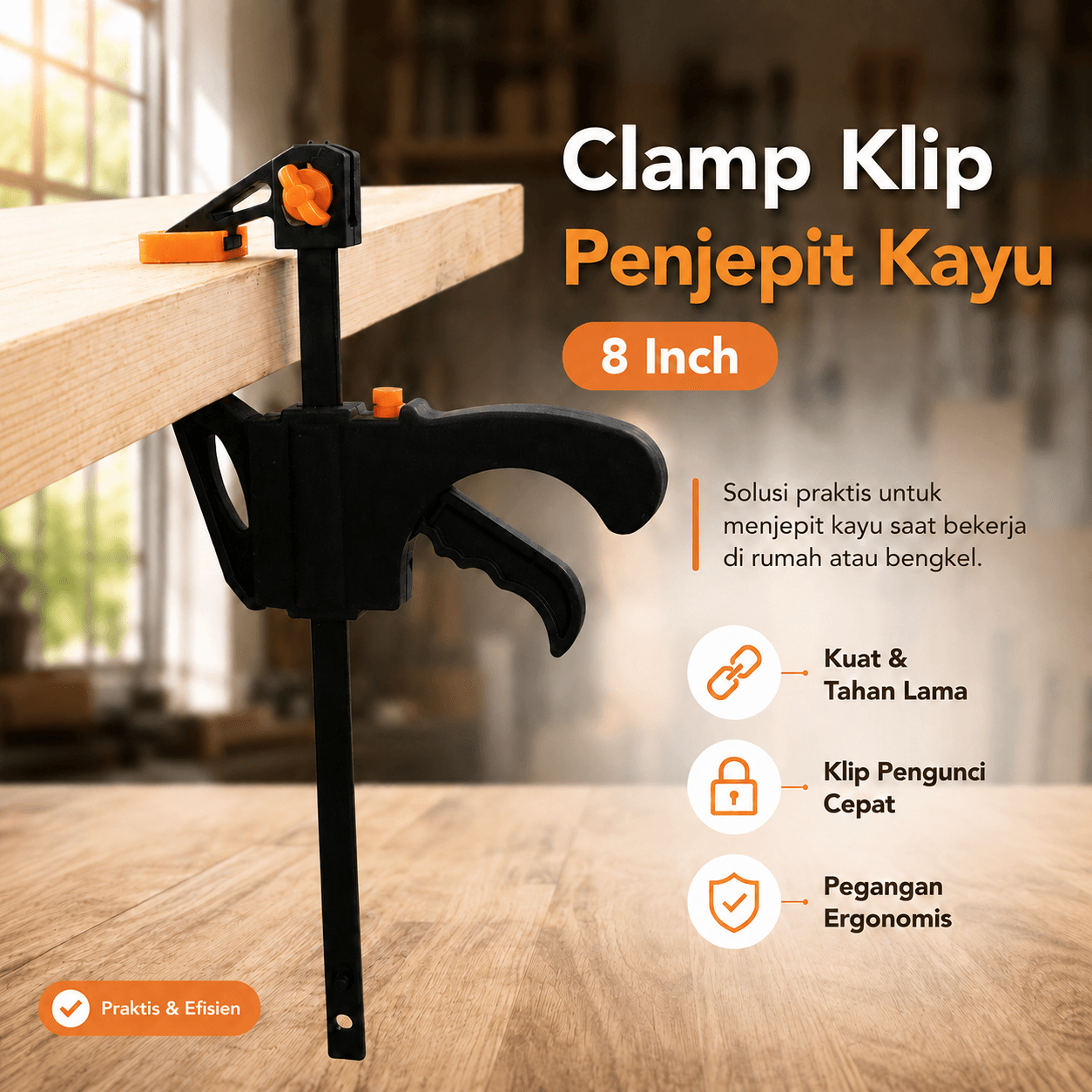 Ratcheting Clamp Klip Penjepit Kayu - Taffware Squeeze Ratcheting Clamp Klip Penjepit Kayu - T2106 OTCUBK_8_INCH_HITAM Ratcheting Clamp Klip Penjepit Kayu - Taffware Squeeze Ratcheting Clamp Klip Penjepit Kayu - T2106 OTCUBK_8_INCH_HITAM