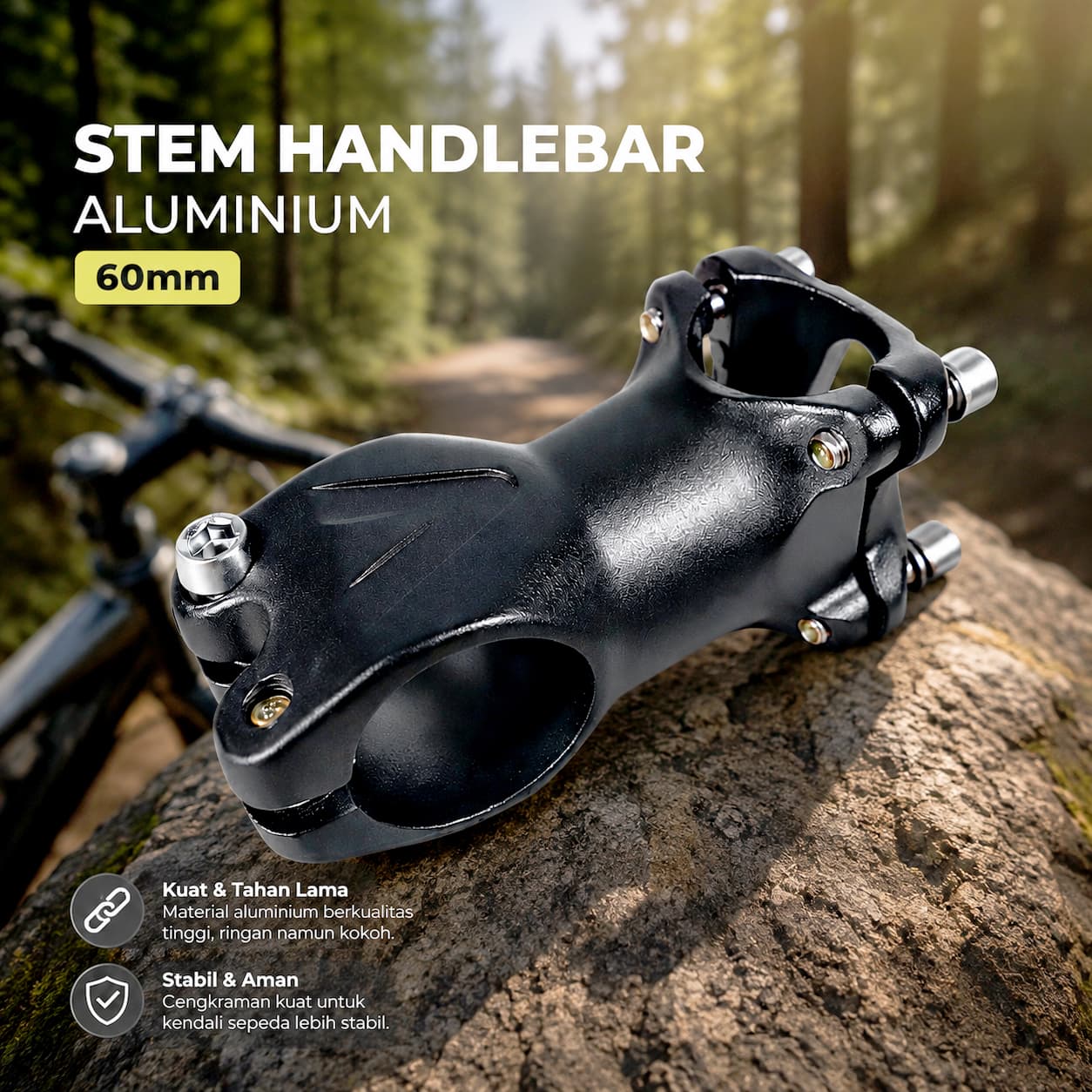 Bicycle Stem Handlebar Setang Batang Sepeda Aluminium Alloy - TaffSPORT Bicycle Stem Handlebar Setang Batang Sepeda Aluminium Alloy - SKA-BLI-05 SEGJBK_60MM_HITAM Bicycle Stem Handlebar Setang Batang Sepeda Aluminium Alloy - TaffSPORT Bicycle Stem Handlebar Setang Batang Sepeda Aluminium Alloy - SKA-BLI-05 SEGJBK_60MM_HITAM