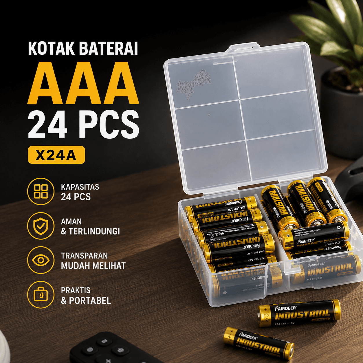 Kotak Baterai 24 Slot Plastic Multifunction Battery Box