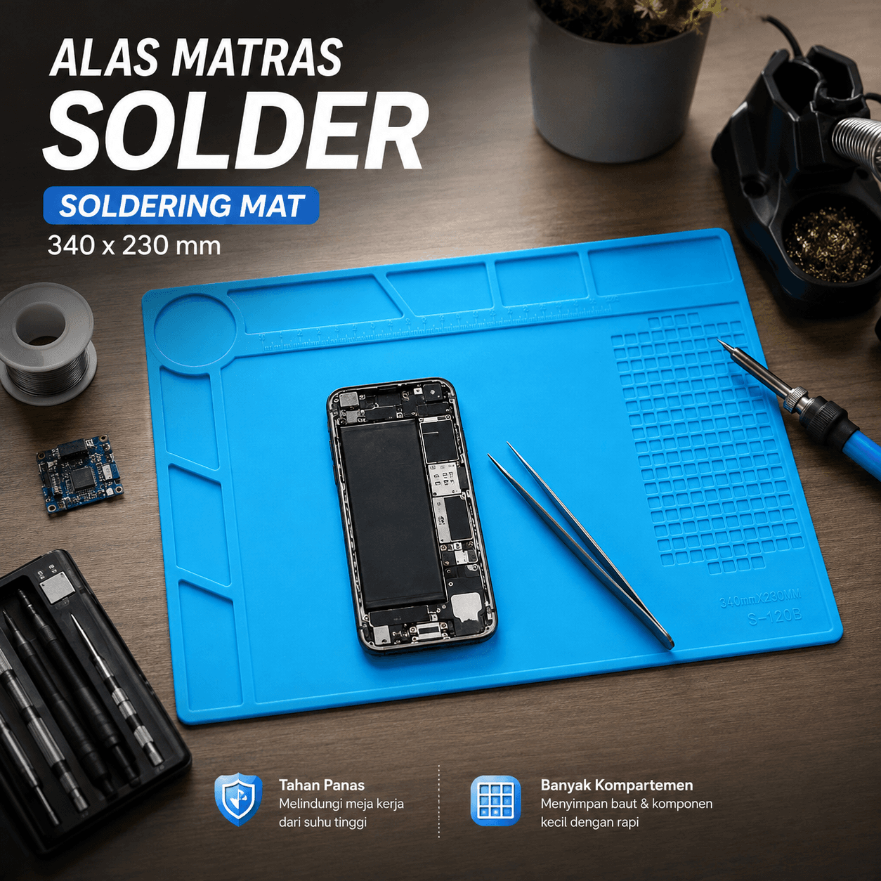 Heat Insulation Working Mat Alas Matras Kerja 340x230mm