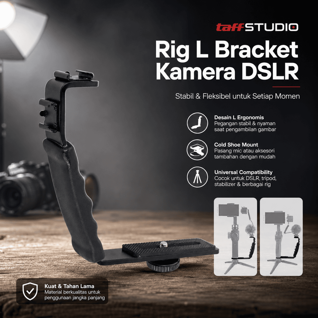 L Bracket Flash Light Mount for DSLR Camera
